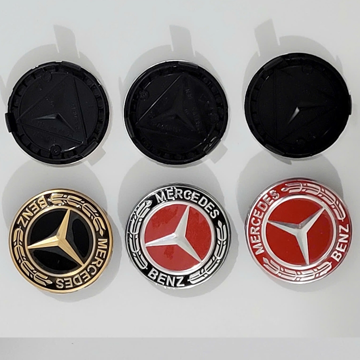 <Mercedes> Chụp mâm xe Mercedes, Logo Lazang xe Mercedes, Logo chụp Lazang xe Mercedes. (Loại 75mm) 