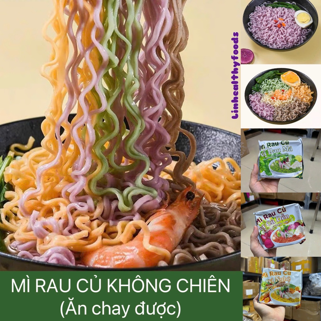 Mì Ăn Liền Rau Củ Không Chiên Có Kèm Gói Gia Vị (Ăn Chay Được)