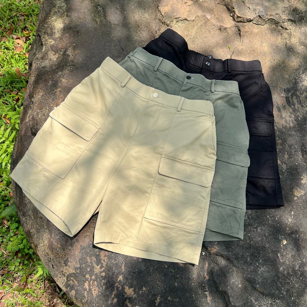 Quần shorts kaki túi ốp nhiều lớp, cạp chun thân sau thoải mái - Halioman