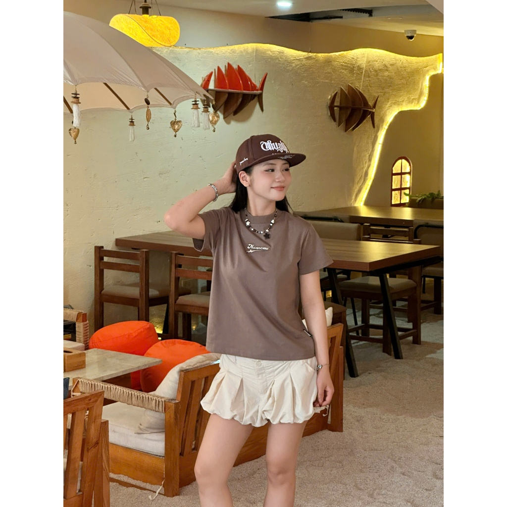 Áo Thun Baby Tee Thêu Họa Tiết Local Brand NEVASOME Basic Cotton 230 gsm Nữ Top Cổ Tròn Women | BigBuy360 - bigbuy360.vn