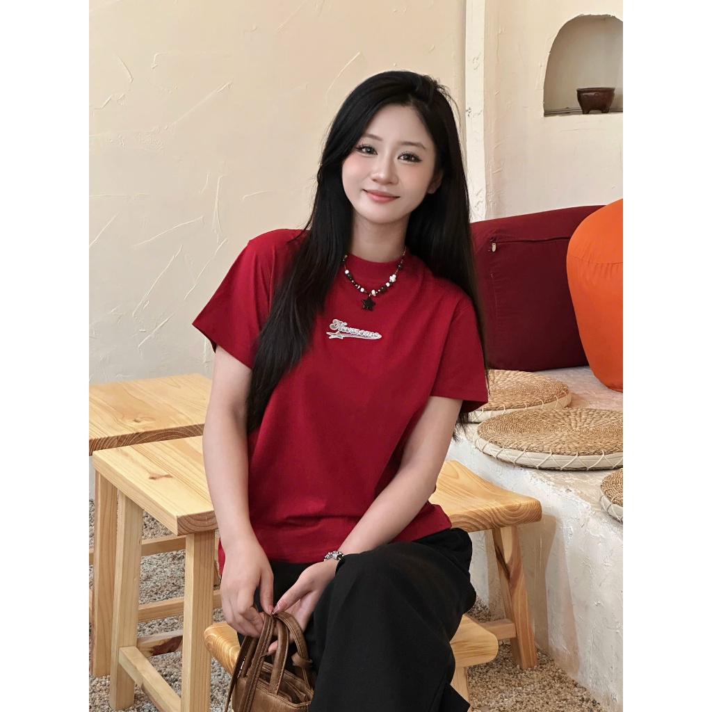Áo Thun Baby Tee Thêu Họa Tiết Local Brand NEVASOME Basic Cotton 230 gsm Nữ Top Cổ Tròn Women | BigBuy360 - bigbuy360.vn