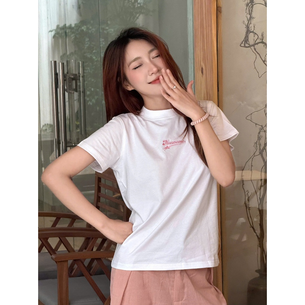 Áo Thun Baby Tee Thêu Họa Tiết Local Brand NEVASOME Basic Cotton 230 gsm Nữ Top Cổ Tròn Women | BigBuy360 - bigbuy360.vn