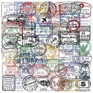 Set 10/20/50 cái sticker chống nước trong suốt TEM STAMP TRAVEL DU LỊCH THẾ GIỚI RETRO VINTAGE dán mũ bảo hiểm laptop