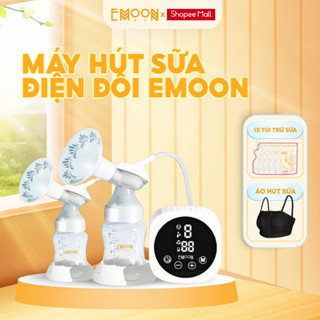 Máy hút sữa điện đôi Emoon cao cấp, phễu Silicon với 3 chế độ hút không đau, massage thoải mái, hút kiệt sữa, êm ái