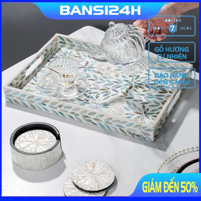 Khay Sơn Mài Khảm Trai Thủ Công Cao Cấp – Khay Trà, Khay Café, Khay Phục Vụ Sang Trọng - BANSI24H