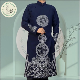 Áo Dài Cách Tân Nam Tuyết Mưa Thêu Máy Đồng Tiền Cao Cấp