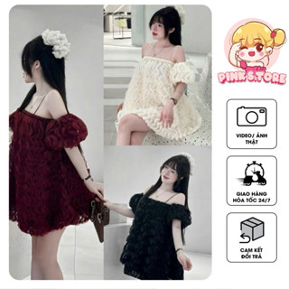 VÁY BABYDOLL TRỄ VAI GỢN SÓNG TAY BỒNG NGOAN XINH YÊU