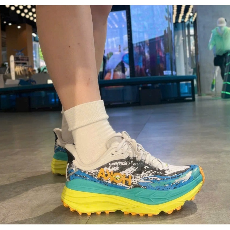 [The Blockhouse] GIÀY HOKA TRAIL STINSON 7 (hoka trắng xanh vàng leo núi)