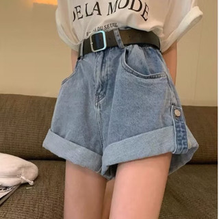  Quần short nữ quần short kaki jeans nữ lưng cao ống rộng ôm eo xắn gấu phong cách SHORTSHOPOP  GN  