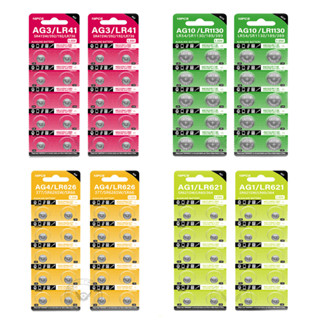 Vỉ 10 viên pin cúc áo AG0/LR521  AG1/LR621 AG3/LR41 AG4/LR626 AG5/LR754 AG6/LR920 AG10/LR1130 AG12/LR43 AG13/LR44...LR43