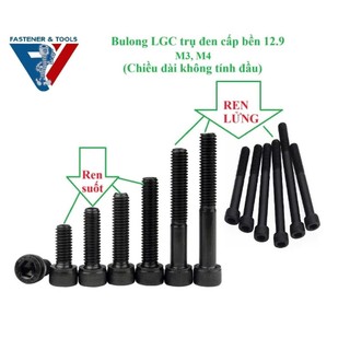   Đen 12.9  M3 M4 Bulong lục giác chìm đầu trụ đen cấp bền 12.9 M3 M4 