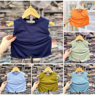 Bộ ba lỗ trơn minky mom cho mùa hè nắng nóng size 90-150