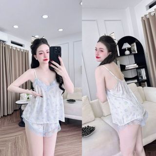 Đồ Ngủ 2 Dây Sexy Dễ Thương , Đồ Ngủ Sexy lụa Latin cao cấp mềm mại xinh xắn < 65KG