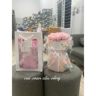 Bó hoa sáp 20 bông vải voan chọn màu theo yêu cầu tặng kèm túi + đèn+ thiêp tặng sinh nhật kỷ yếu cực xinh ạ