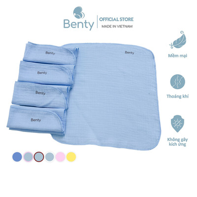 Khăn sữa Benty chất vải cotton thấm hút mồ hôi tốt cho bé, combo 5 khăn an toàn cho trẻ sơ sinh