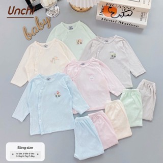 BD50. Bộ sơ sinh dài tay Unchi petit SỌC VÂN NỔI mềm mỏng mát cho bé sơ sinh từ 3-9kg