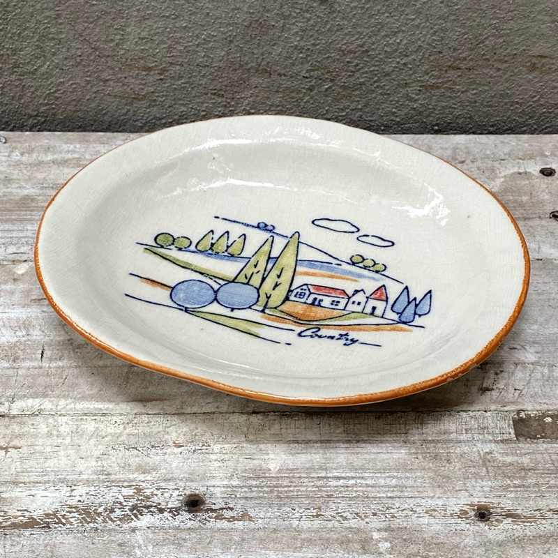 ĐĨA SÂU LÒNG MỘC VẼ CẢNH COUNTRY GỐM NHẬT SI