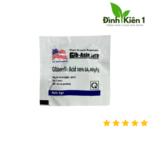 ( combo 50 gói ) GA3 Gibberellin 5gram dạng sủi chính hãng Á CHÂU - Siêu kích  tăng trưởng cây trồng