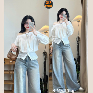  Áo sơ mi công sở lệch vai dài tay chất thô mềm ít nhăn Áo Kiểu Lệch Vai bo eo 247STORE SMtrevai380_P0K47 
