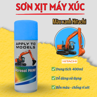 Sơn Xịt Máy Xúc HITACHI Màu Xanh Lọ 400ML – Sơn Bảo Dưỡng Máy Cơ Giới, Kháng Thời Tiết, Độ Bền Cao