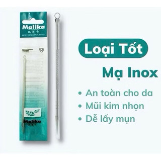 10 Que nặn mụn Malika, Cây nặn mụn Malika inox 2 đầu