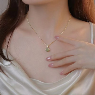 Vòng Cổ Ngọc Hetian Vàng 18K Kim Loại Không Mòn Thời Trang Nữ Phụ Kiện Trang Sức