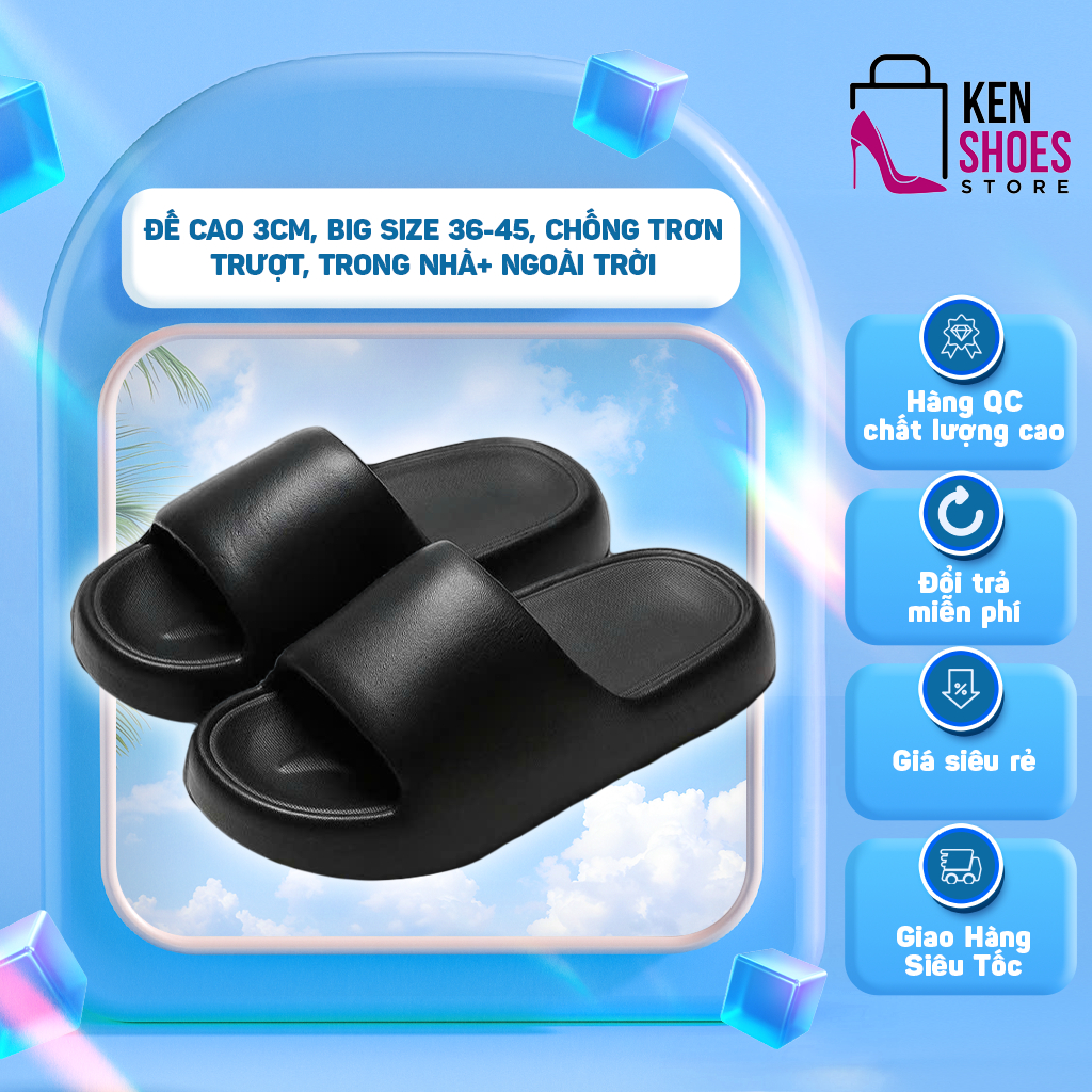 Dép nam nữ, dép EVA đế cao 3cm big size siêu nhẹ không thấm nước đi mưa đi trong nhà thoải mái D333