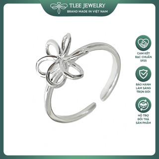 Nhẫn bạc nữ TLEE freesize hoa xoắn 6 cánh viền trơn TLEE JEWELRY A0378
