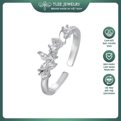 Nhẫn bạc nữ TLEE freesize hồ điệp uyên ương gắn kết đính đá sang trọng cao cấp TLEE JEWELRY A0379