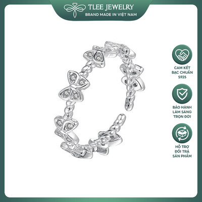 Nhẫn bạc nữ TLEE freesize hồ điệp đính đá uốn xoắn sang trọng, thanh lịch TLEE JEWELRY A0380