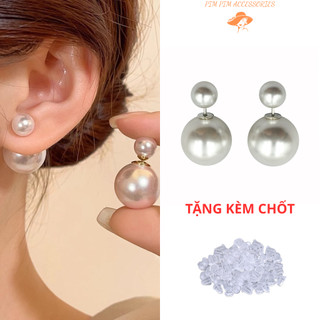  Bông Tai Nữ Ngọc Trai Nhân Tạo Hai Đầu Chuôi Mạ Bạc S925 Kiểu Hàn Quốc Đẹp Cá Tính 