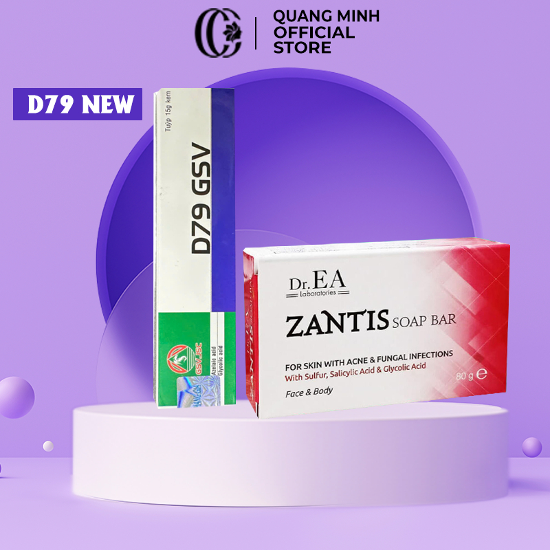 Combo xà phòng giảm mụn lưng, dày sừng , viêm nang lông atids, zantis, salis d79 Gsv 80g