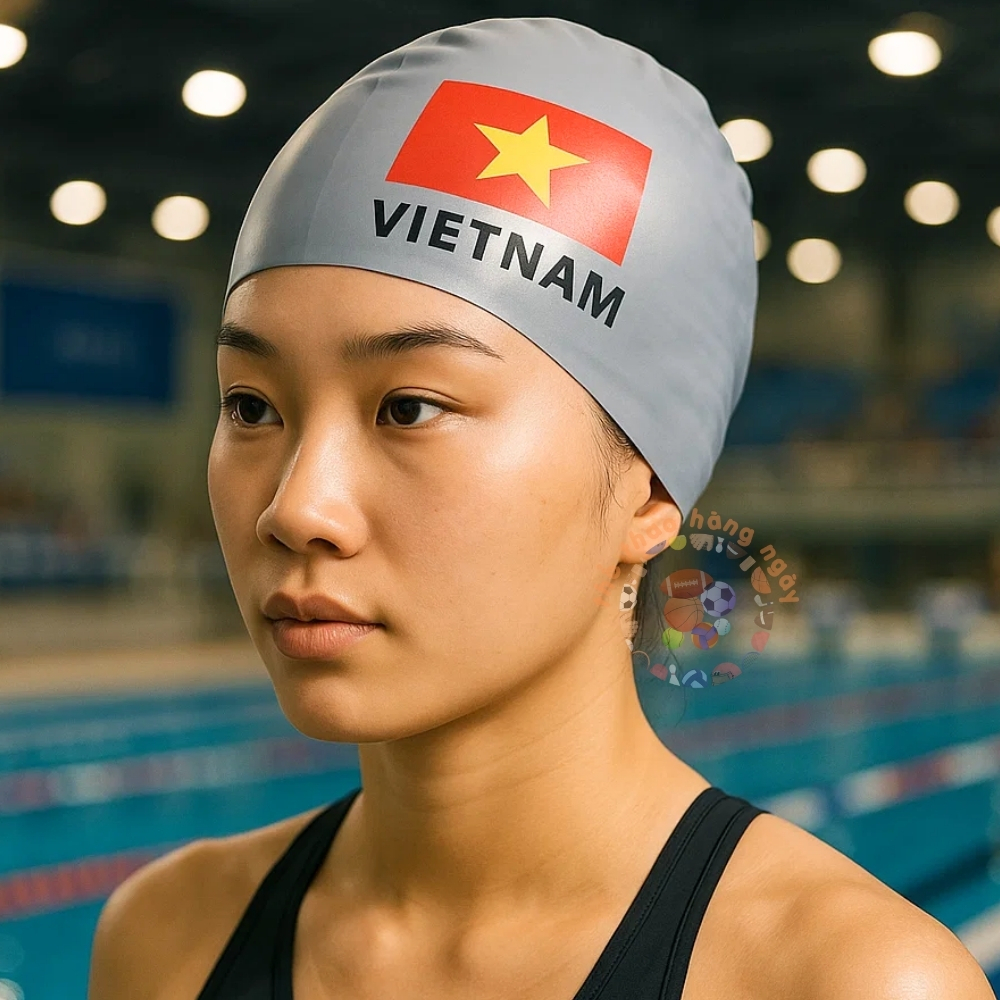 Mũ Bơi Việt Nam Cao Cấp Chống Nước - Mũ Bơi Silicone Co Giãn - Mũ Bơi Nam Nữ