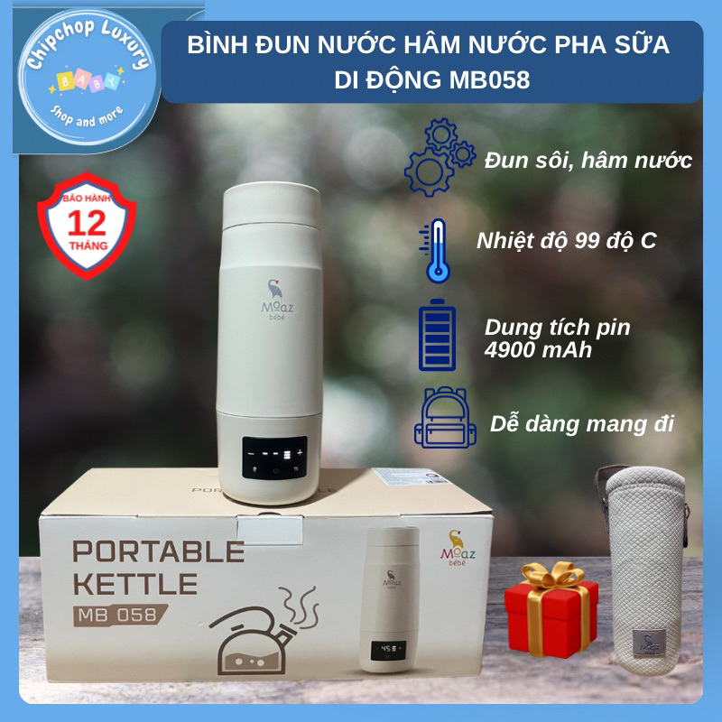 Bình đun nước pha sữa máy hâm sữa di động moaz bebe mb058 bảo hành chính hãng 12 tháng chipchop baby