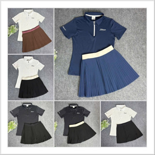  Sét thể thao nữ chơi Golf Tennis Pickleball cầu lông chất thun co giãn mịn mát lên phom xinh bên trong váy có quần v túi 