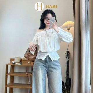 Áo Sơ Mi Hari Thô Lệch Vai Pha Ren Bo Chun Eo Dài Tay 380 P0K47