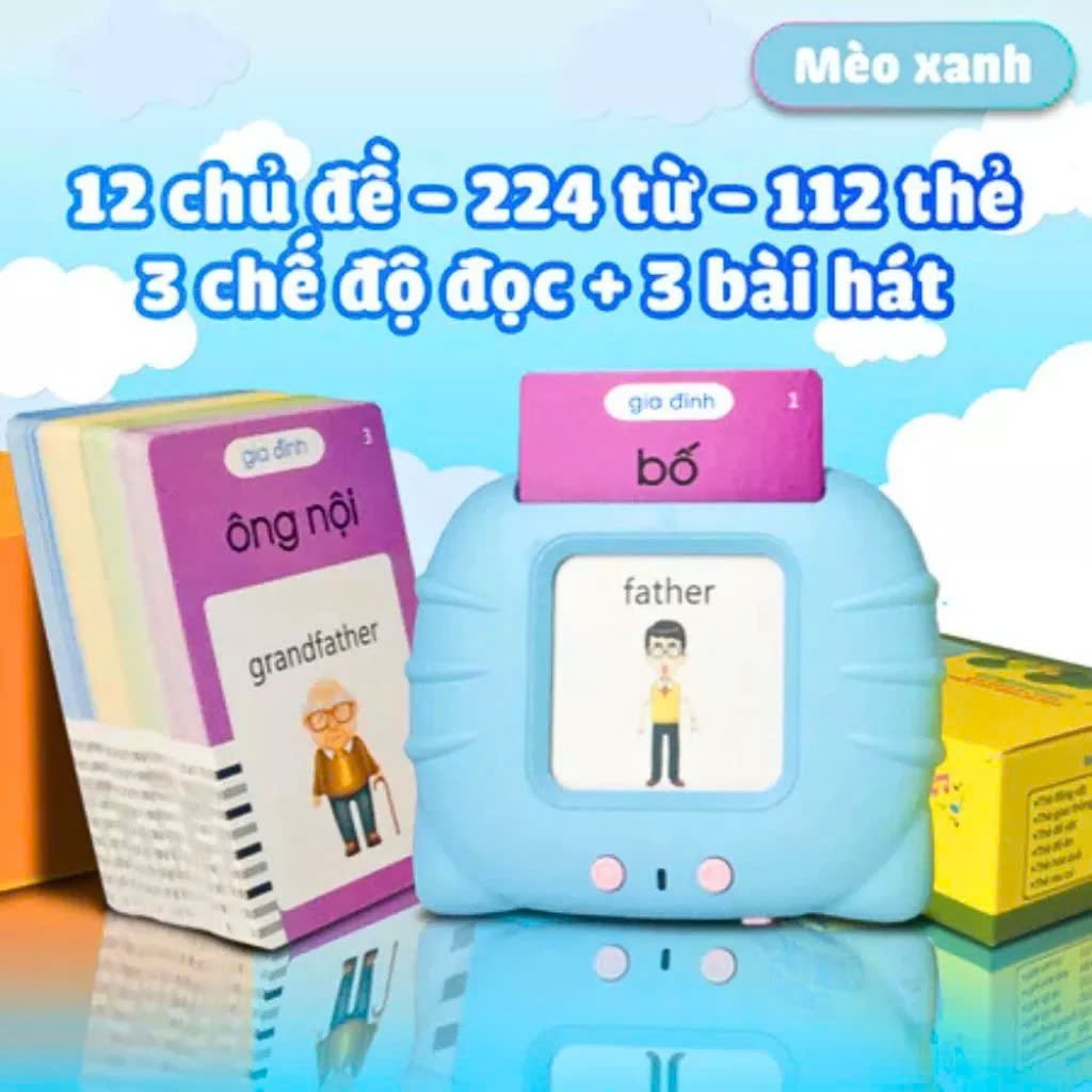 Máy Đọc Thẻ Song Ngữ Cho Bé Hagykidhn Đồ Chơi Giáo Dục Montessori Thẻ Flashcard Từ Vựng