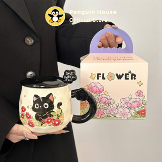   Penguin  Quà sinh nhật cho người yêu | Ly sứ quà tặng cho nữ và bạn thân | Cốc sứ có nắp kèm thìa 