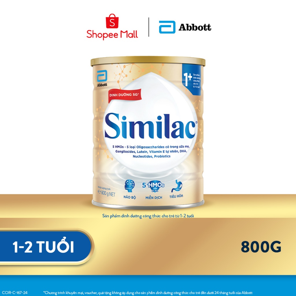 Sản phẩm dinh dưỡng công thức cho trẻ từ 1-2 tuổi: Similac 1+ 850g/800g