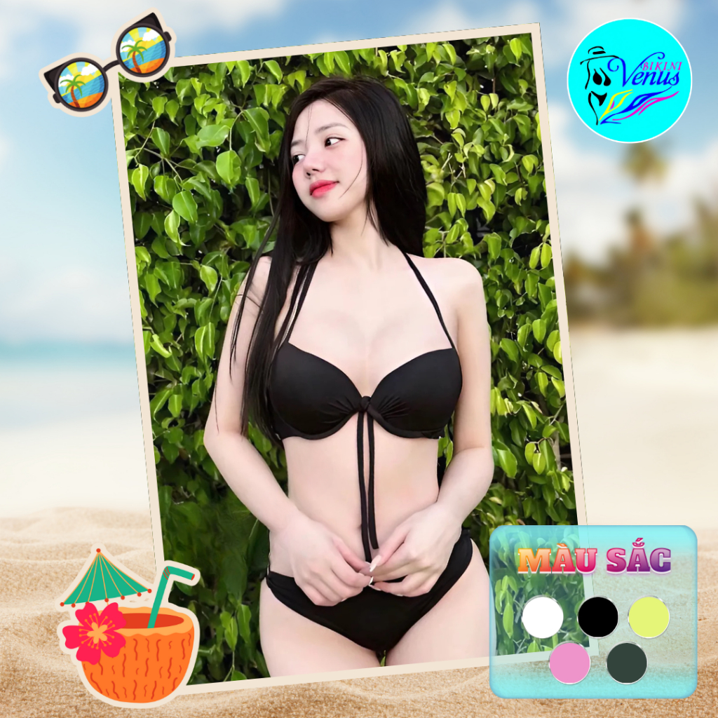 Bikini 2 mảnh áo tắm mút gọng siêu nâng , quần shop luồn dây siêu tôn dáng