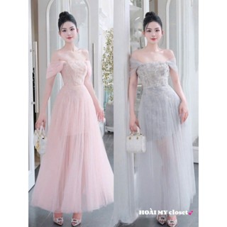 Váy dạ hội trễ vai, đầm ren phối lưới, chuẩn hàng thiết kế cao cấp