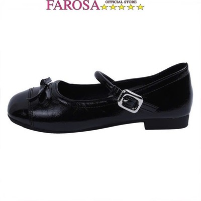 Giày búp bê nữ mũi tròn FAROSA -H126 giày đế bằng nữ phối nơ quai khóa ngang lên chân cực xinh