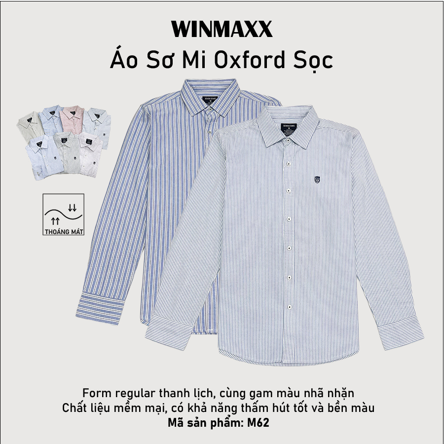 M62- Áo Sơ Mi Nam Dài Tay Sọc Unisex Seven Stars M62