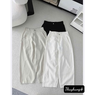 quần ống rộng dáng bom thụng vải kaki gió sịn   cạp chun sau dễ mặc dễ chọn size1121