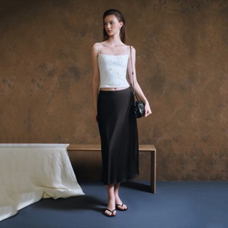 MAVEN - Chân váy lụa trơn đen dáng dài Isabel Black Skirt