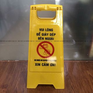 Bảng Cảnh Báo Để Giày Dép Bên Ngoài | Biển Nhắc Nhở Không Mang Giày Dép | Chữ Việt - Anh | Nhựa ABS Bền Đẹp