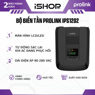 Bộ biến tần cấp điện liên tục Prolink IPS1202 (1200VA/1000W) ổn định điện dùng cho PC, thiết bị gia đình, hồ cá, CCTV..