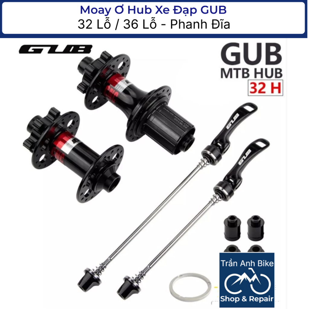 Moay Ơ (Đùm) Hub Xe Đạp GUB 32 Lỗ / 36 Lỗ - Phanh Đĩa, Cối nỗ