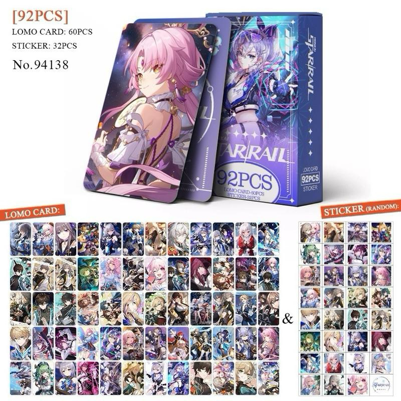 [Lomo Honkai Star Rail 92] Bộ 60 lomo card Honkai Star Rail photocard + 32 Sticker  kèm