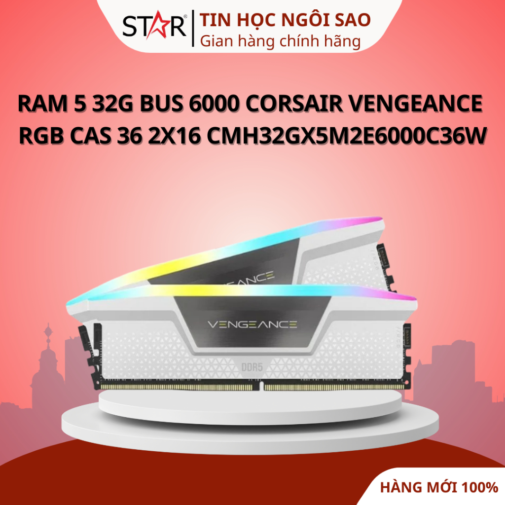 Ram 5 32G Bus 6000 Corsair Vengeance Rgb Cas 36 2X16 Cmh32Gx5M2E6000C36W - Bảo hành 36 tháng